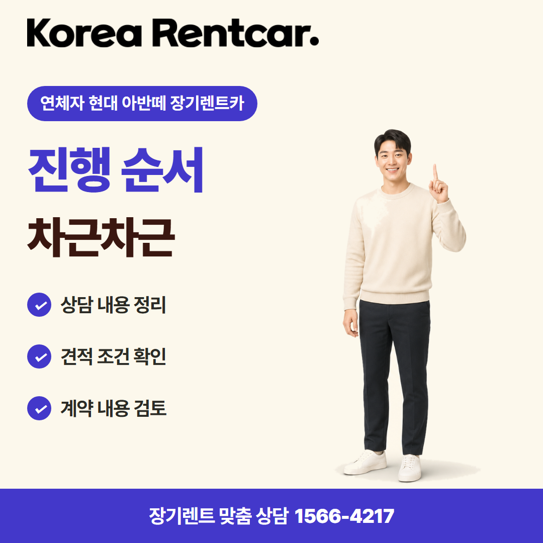 연체자 현대 아반떼 장기렌트카 · 이용 절차 카드뉴스