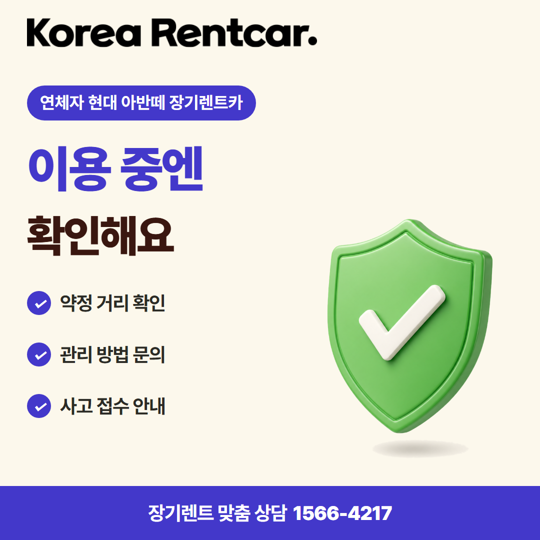 연체자 현대 아반떼 장기렌트카 · 이용 확인 카드뉴스